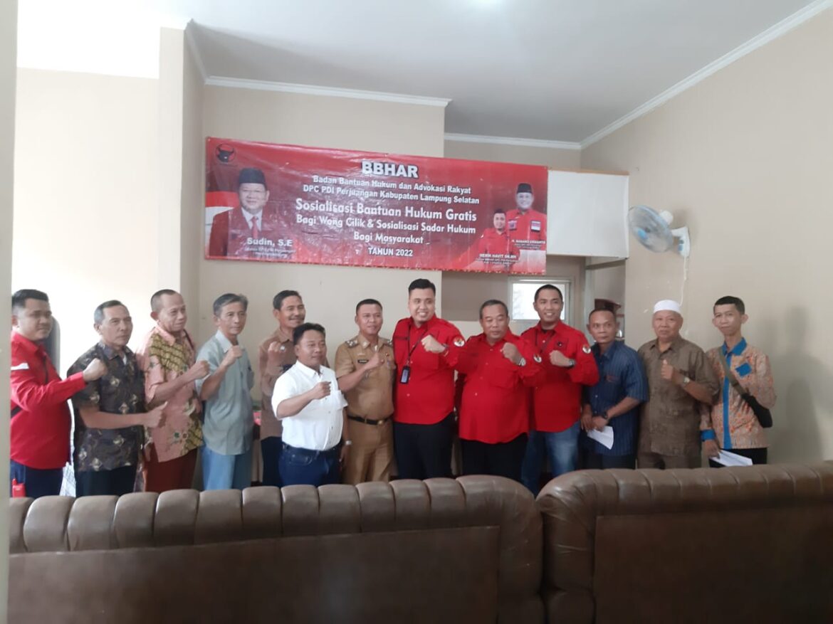 Bantuan Hukum Bagi Wong Cilik, Kepala BBHAR DPC PDI Perjuangan Kabupaten Lampung Selatan Menggelar Sosialisasi