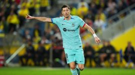 Foto: Lewandowski selebrasi saat mencetak gol 