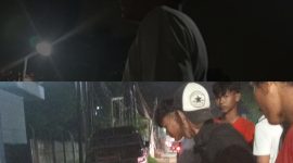 Foto tangerangnews: Oknum pegawai dinas PUPR saat di lokasi pengerjaan penarikan kabel optik provider Iforte oleh PT.EKT