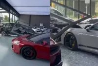 Viral mobil tabrak showroom berisi Porsche (sumber: Twitter/innovacommunity)