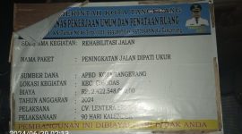 Foto tangkapan kamera handphone, papan informasi publik yang terpasang di tiang listrik.
