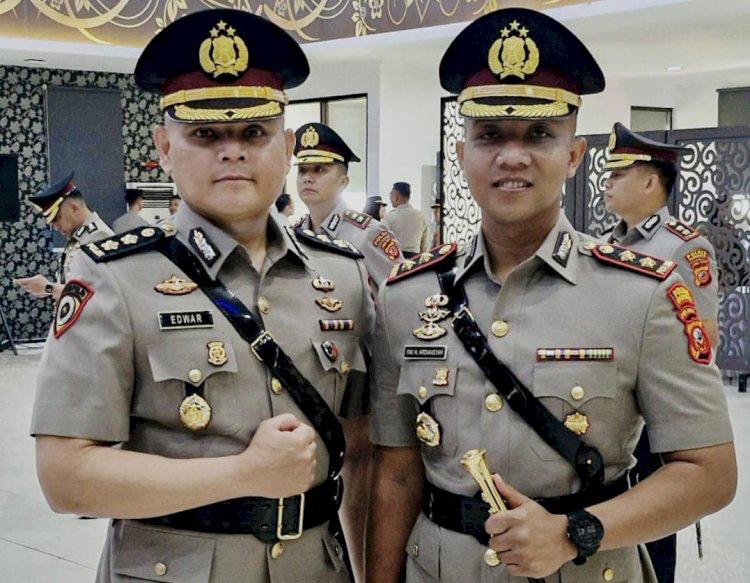 Kanan AKBP Fikri Novian Ardiansyah jabat Kapolres Karawang, Kiri AKBP Edwar Julkarnain Kabid Binkar Polda Metro Jaya, (Poskotanews.co.id/Dok Ist)